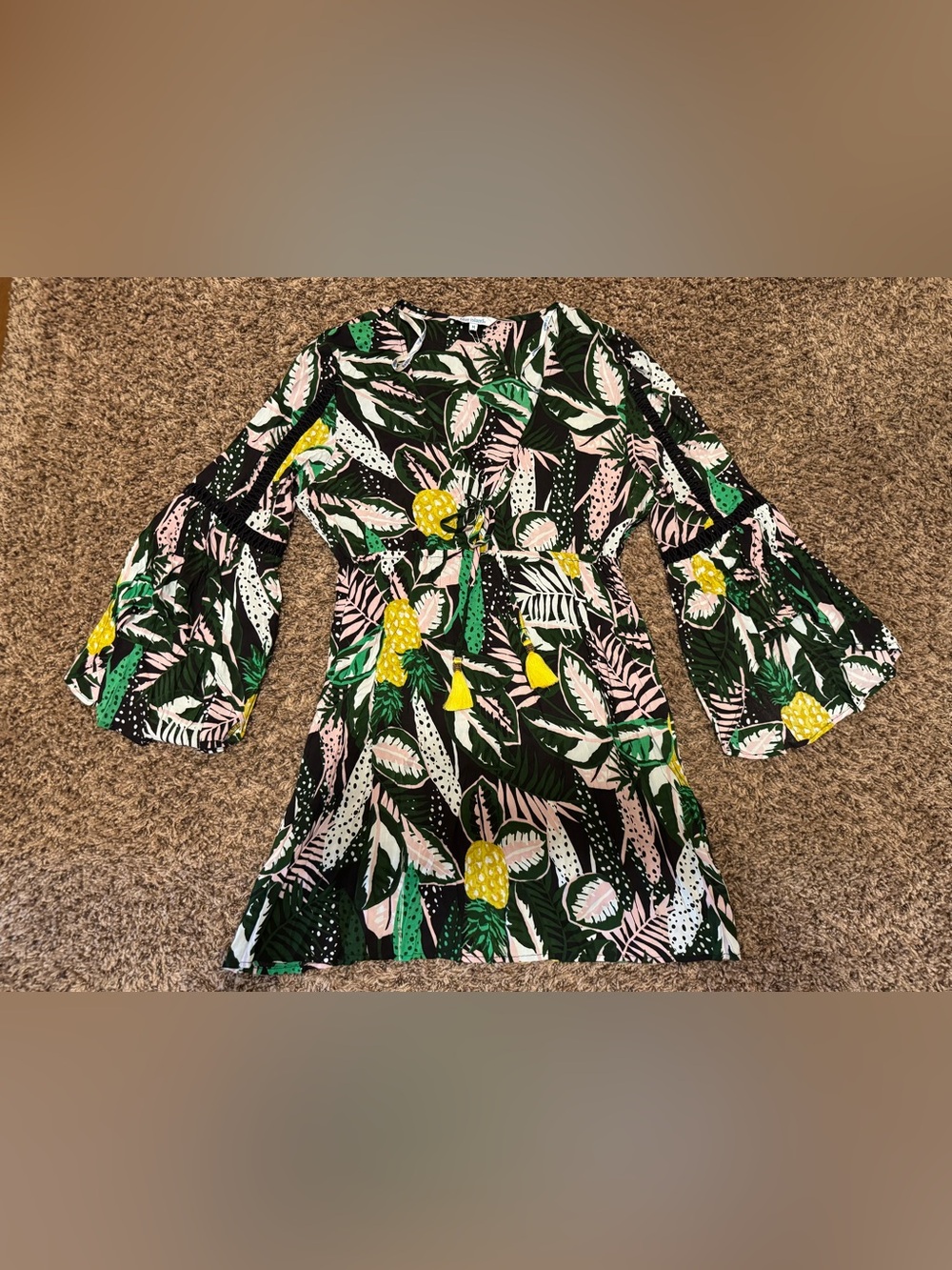Blue Island Tropical Beach Coverup Tunic Flowy Dress